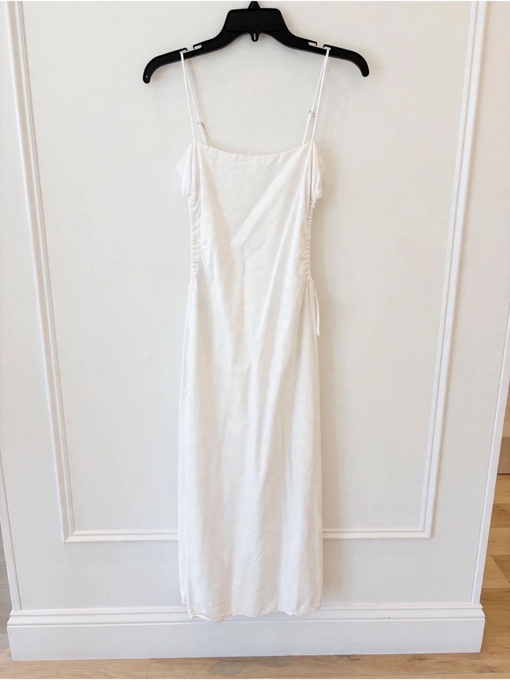 Minimal White Cut Out Spaghetti Strap Maxi Dress